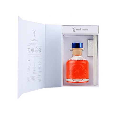 Herb Thyme NEW Indoor Diffuser 130ml + Flower Plaster Randomly Sent 4p + Fiber Stick 5p, White Musk, 1 Set