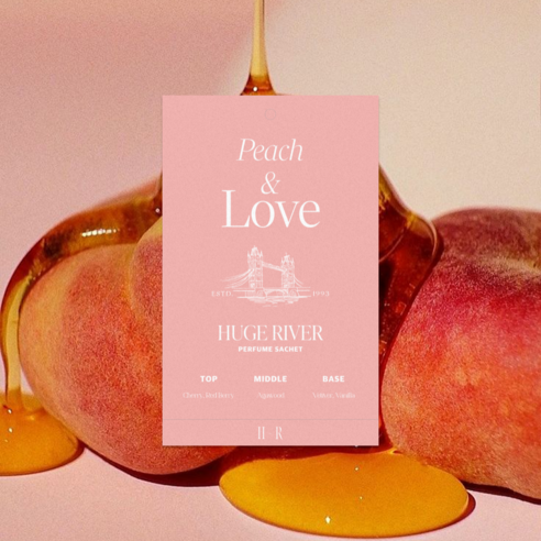 Huge River Premium Perfume Sachet Air Freshener, Peach and Love, 1 set, 40g
