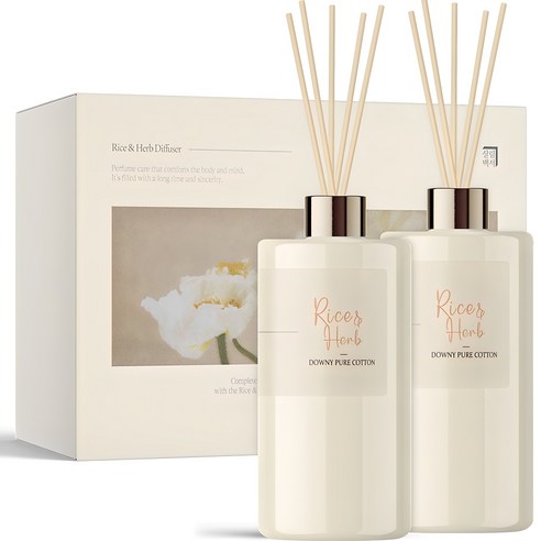 Household Guide Rice & Herb Large Diffuser, Downy Pure Cotton 500mlx2, Gift Set
