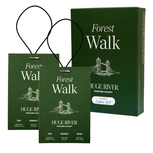 Huge River Premium Perfume Sachet Air Freshener, Forest Walk, 1 set, 40g