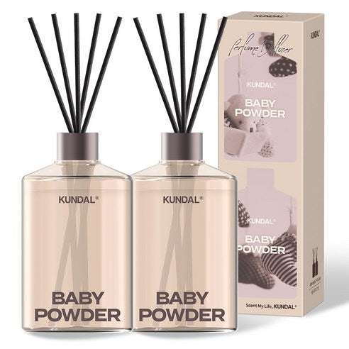 Kundal Large Capacity Perfume Diffuser, Fibercitic Set, Baby Powder 500mlx2