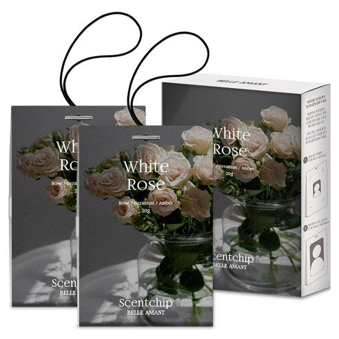 Belle Amant Scent Chip Car Air Freshener Sachets 20g, 2-Pack, White Rose, 1 piece