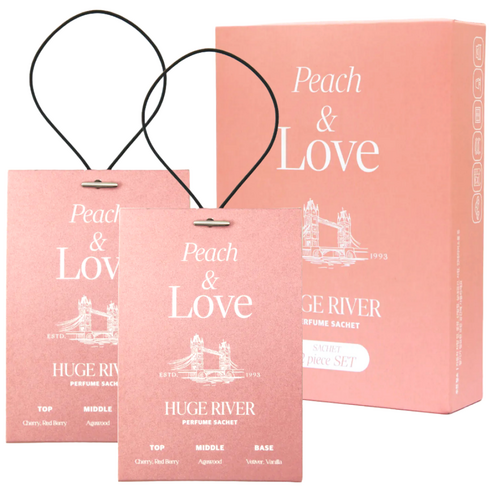 Huge River Premium Perfume Sachet Air Freshener, Peach and Love, 1 set, 40g