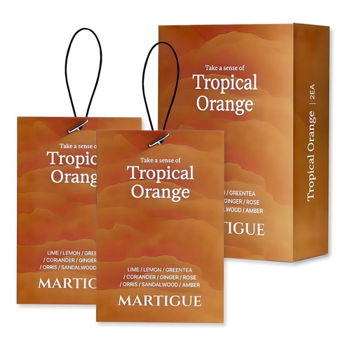 Martigue Perfume Sachet Car Air Freshener 2p, Tropical Orange, 1 Set
