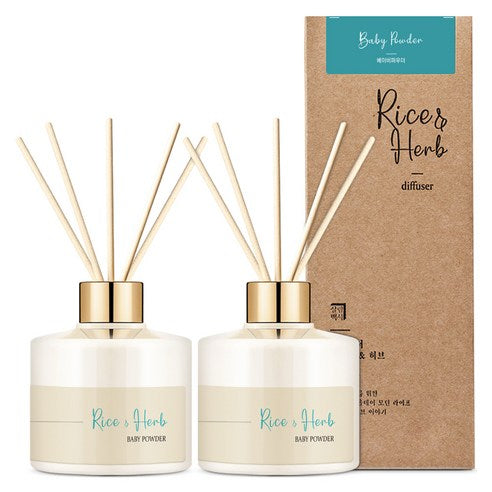 Household Essentials Rice & Herb Diffuser, Baby Powder, 200mlx2