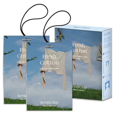 Belle Amant Scent Chip Car Air Freshener Sachets 20g, 2-Pack, Fresh Cotton, 1 piece