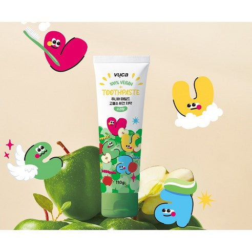Vuca Junior Mild High-Fluoride Vegan Toothpaste Apple Flavor, 110g, 4 Pack
