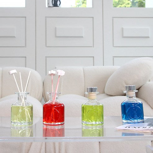 Herb Thyme NEW Indoor Diffuser 130ml + Flower Plaster Randomly Sent 4p + Fiber Stick 5p Gift Set, Eucalyptus, 1 Set