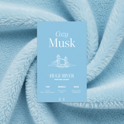 Huge River Premium Perfume Sachet Air Freshener, Cozy Musk, 1 set, 40g