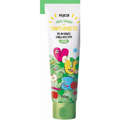 Vuca Junior Mild High-Fluoride Vegan Toothpaste Apple Flavor, 110g, 4 Pack