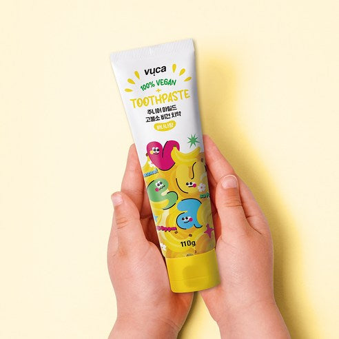 Vuca Junior Mild High-Fluoride Vegan Toothpaste Banana Flavor, 110g, 4 Pack
