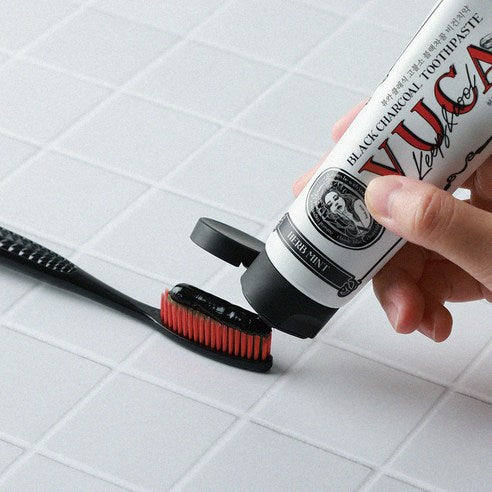 Vuca Classic High-Fluoride Black Charcoal Breath Care Vegan Toothpaste Herbal Mint Flavor, 110g, 4 Pack