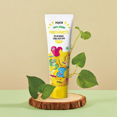 Vuca Junior Mild High-Fluoride Vegan Toothpaste Banana Flavor, 110g, 4 Pack