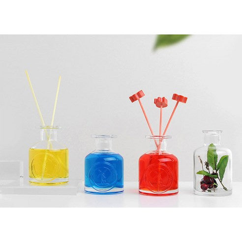 Herb Thyme NEW Indoor Diffuser 130ml + Flower Plaster Randomly Sent 4p + Fiber Stick 5p Gift Set, Golden Peach, 1 Set