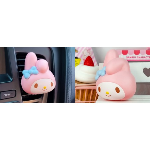 Belle Amant Sanrio My Melody Big Face Refillable Car Air Freshener Set, Fresh Cotton, 1 piece