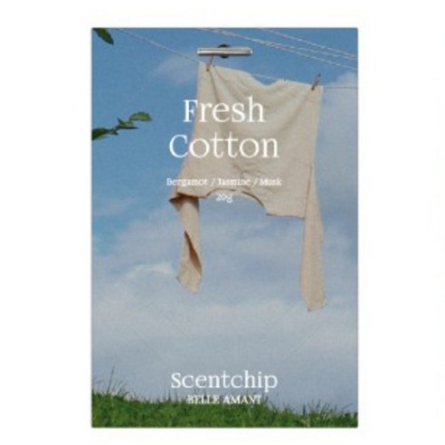 Belle Amant Scent Chip Car Air Freshener Sachets 20g, 2-Pack, Fresh Cotton, 1 piece