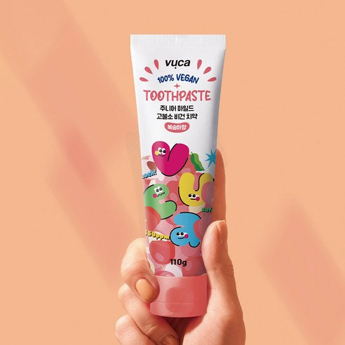 Vuca Junior Mild Fluoride Vegan Toothpaste Peach Flavor, 110g, 4 Pack