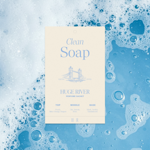 Huge River Premium Perfume Sachet Air Freshener, Clean Soap, 1 set, 40g