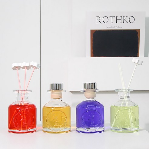 Herb Thyme NEW Indoor Diffuser 130ml + Flower Plaster Randomly Sent 4p + Fiber Stick 5p Gift Set, Eucalyptus, 1 Set