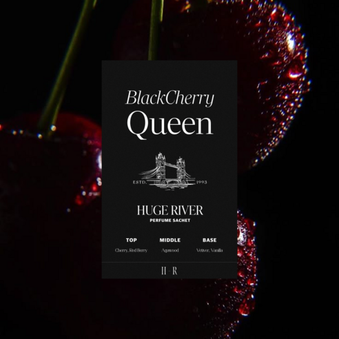 Huge River Premium Perfume Sachet Air Freshener, Black Cherry Queen, 1 set, 40g